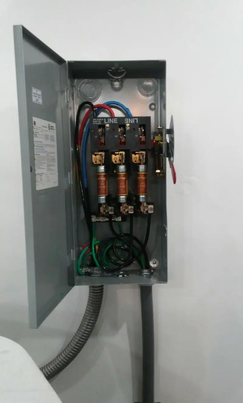 Three-phase disconnect switch installed for Smoke Detector Installation in Anaconda-Deer Lodge County